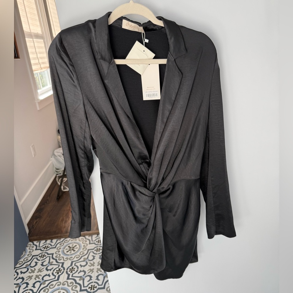 Chic Black Draped Blazer